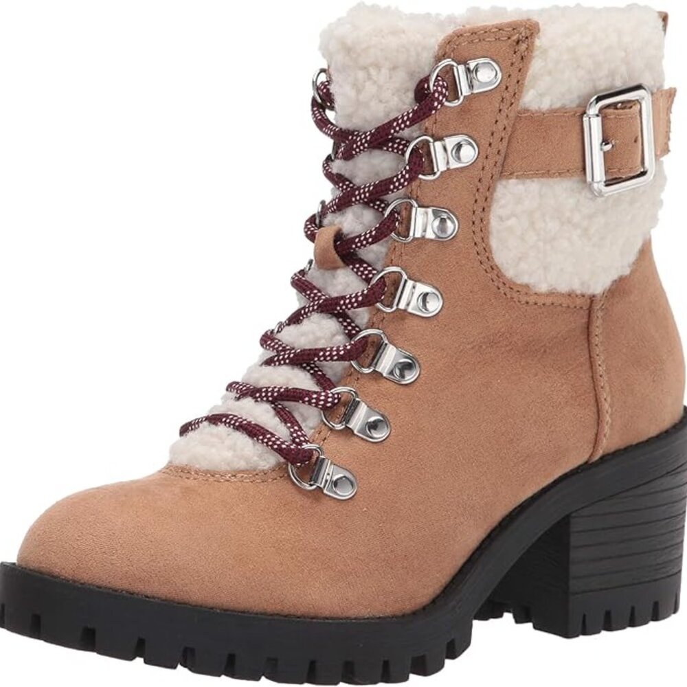 Madden Girl Hayess Faux-Fur Lug Sole Hiker Booties